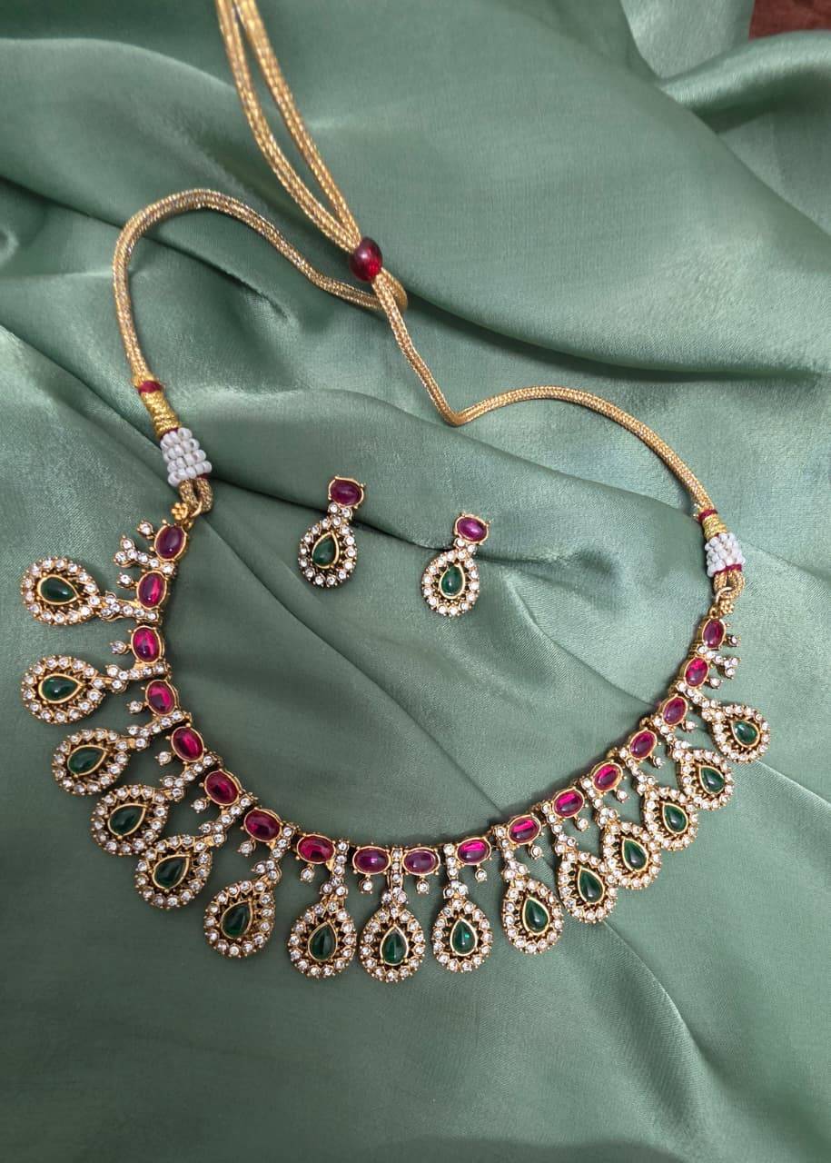 Multi Coloured Kemp Drop Necklace